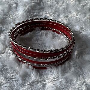 Red and Silver Bangle Set